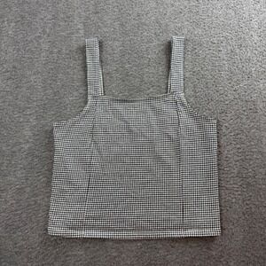American Eagle Tank Top Women's Small Black White Gingham Neck Crop Camisole